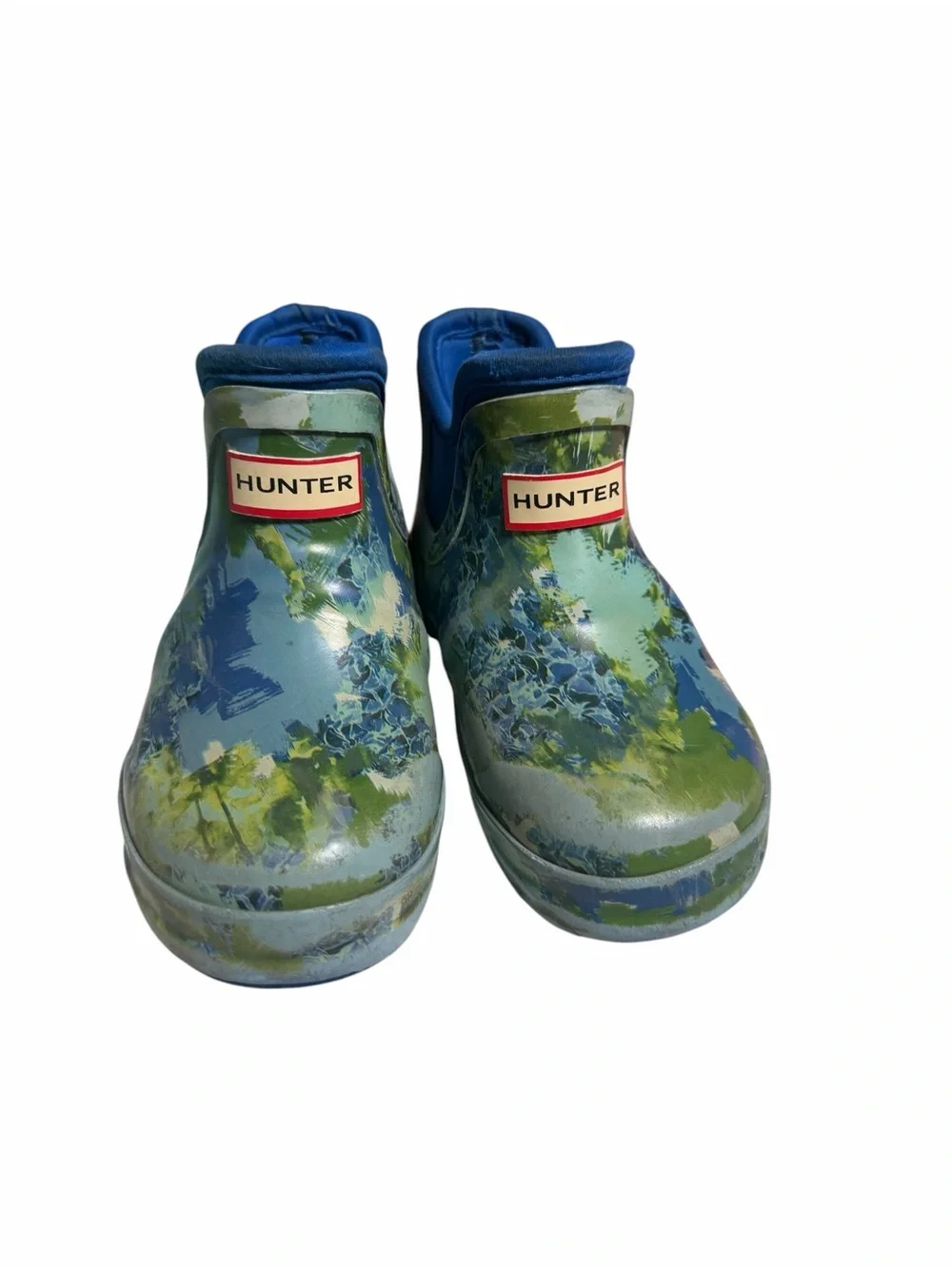 Hunter Kids Blue and Green Camo Short Rain Boots Toddler Size 8